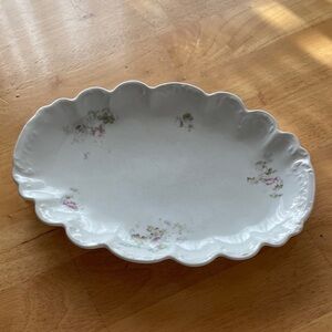 Limoges White and Pink Floral Scalloped Platter